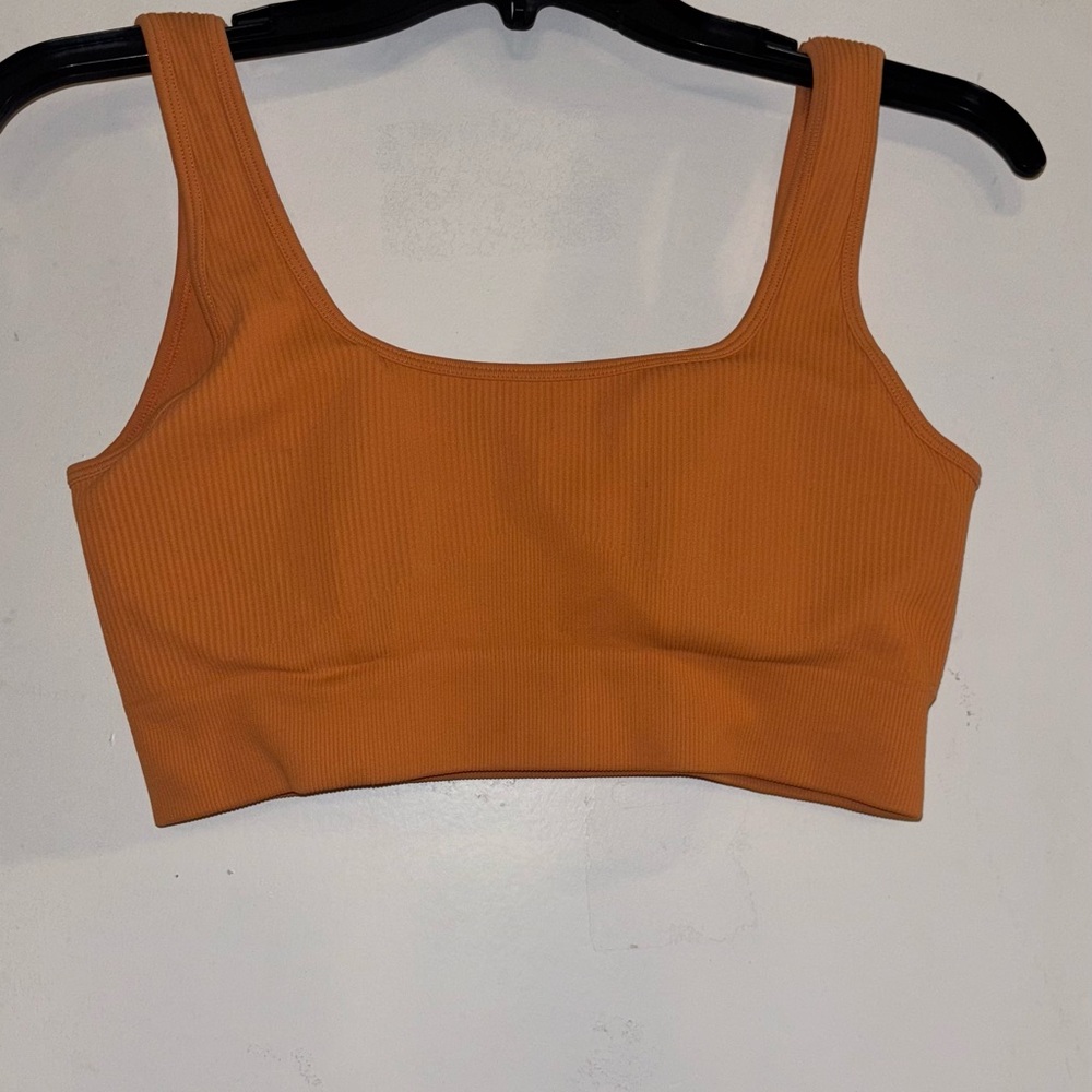 Orange Ribbed matching Workout Set - Picture 2 of 4
